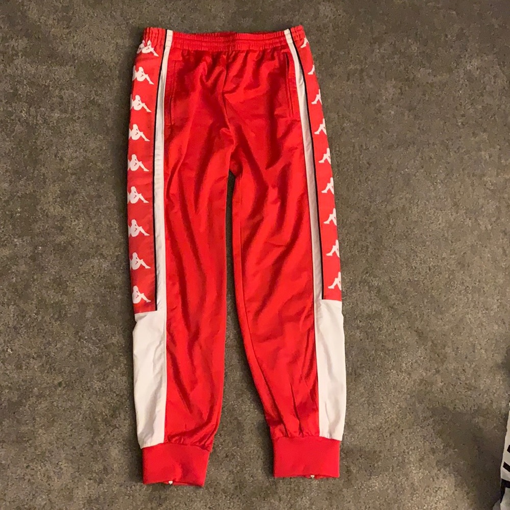 Red kappa jogger pants